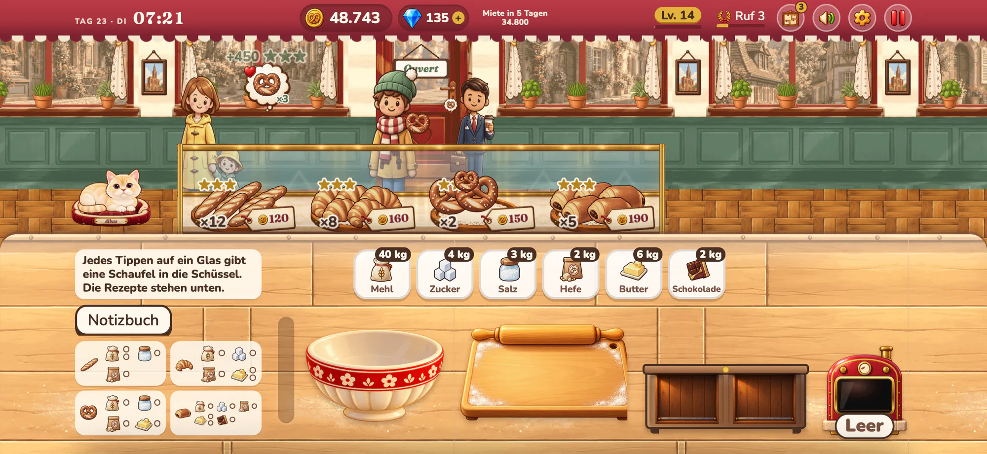 Screenshot aus Albus Bakery: Sieben Uhr: Die Tür ist offen