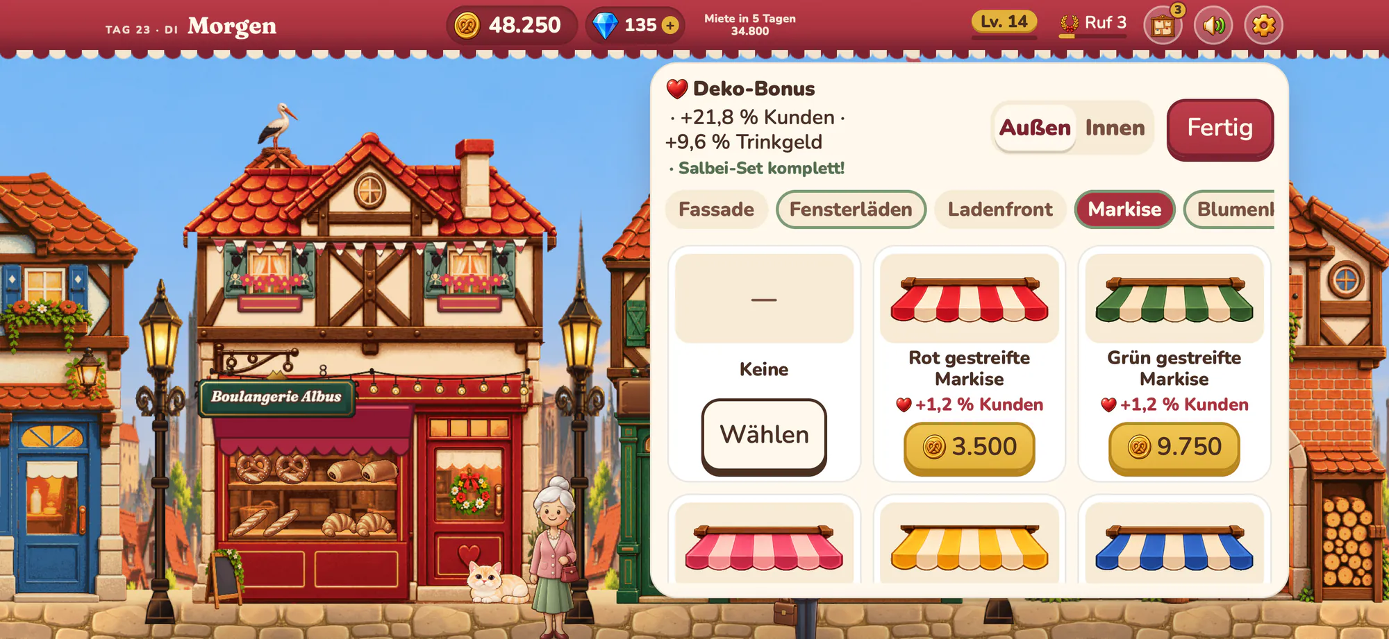 Screenshot aus Albus Bakery: Die Ladenfront dekorieren