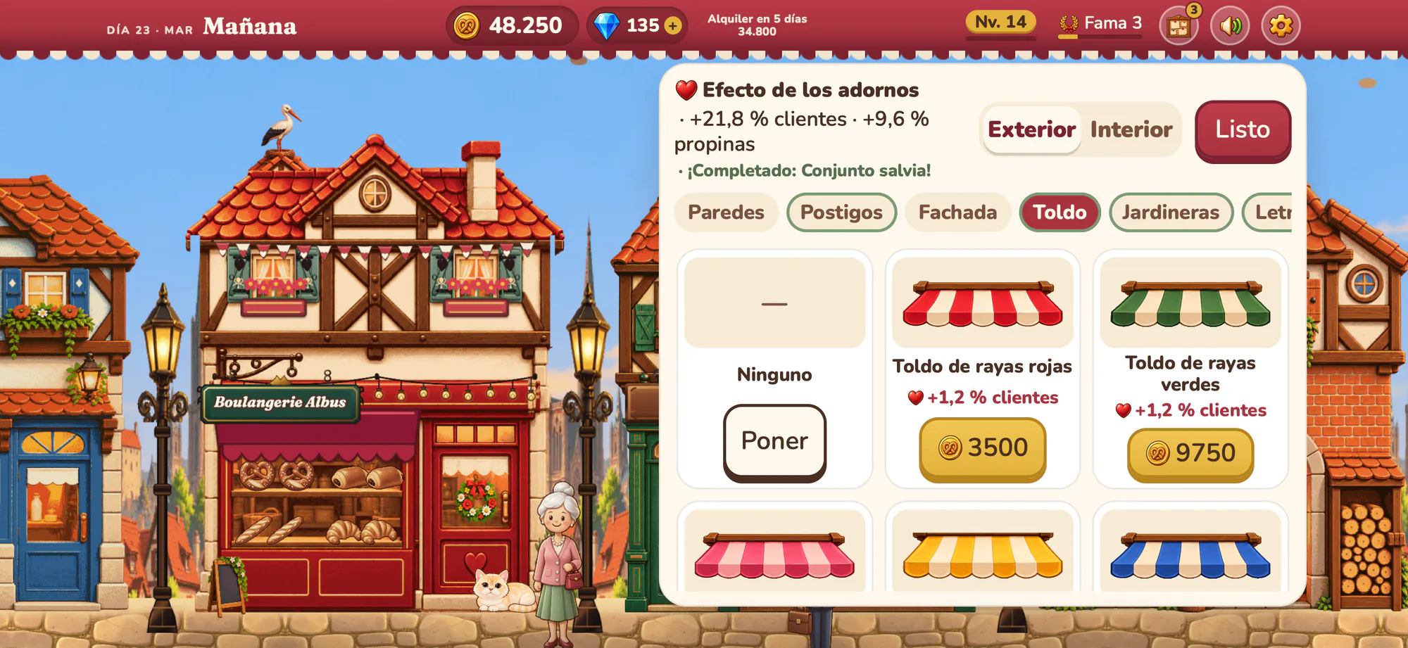 Captura de pantalla de Albus Bakery: Decorando la fachada