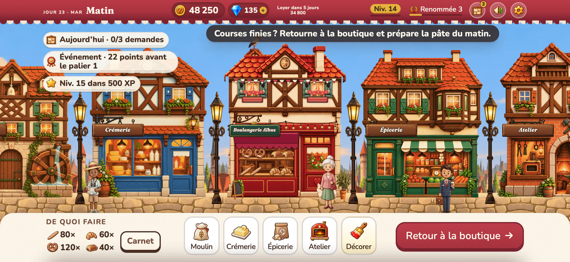 Albus Bakery, capture d’écran : La rue à l’aube