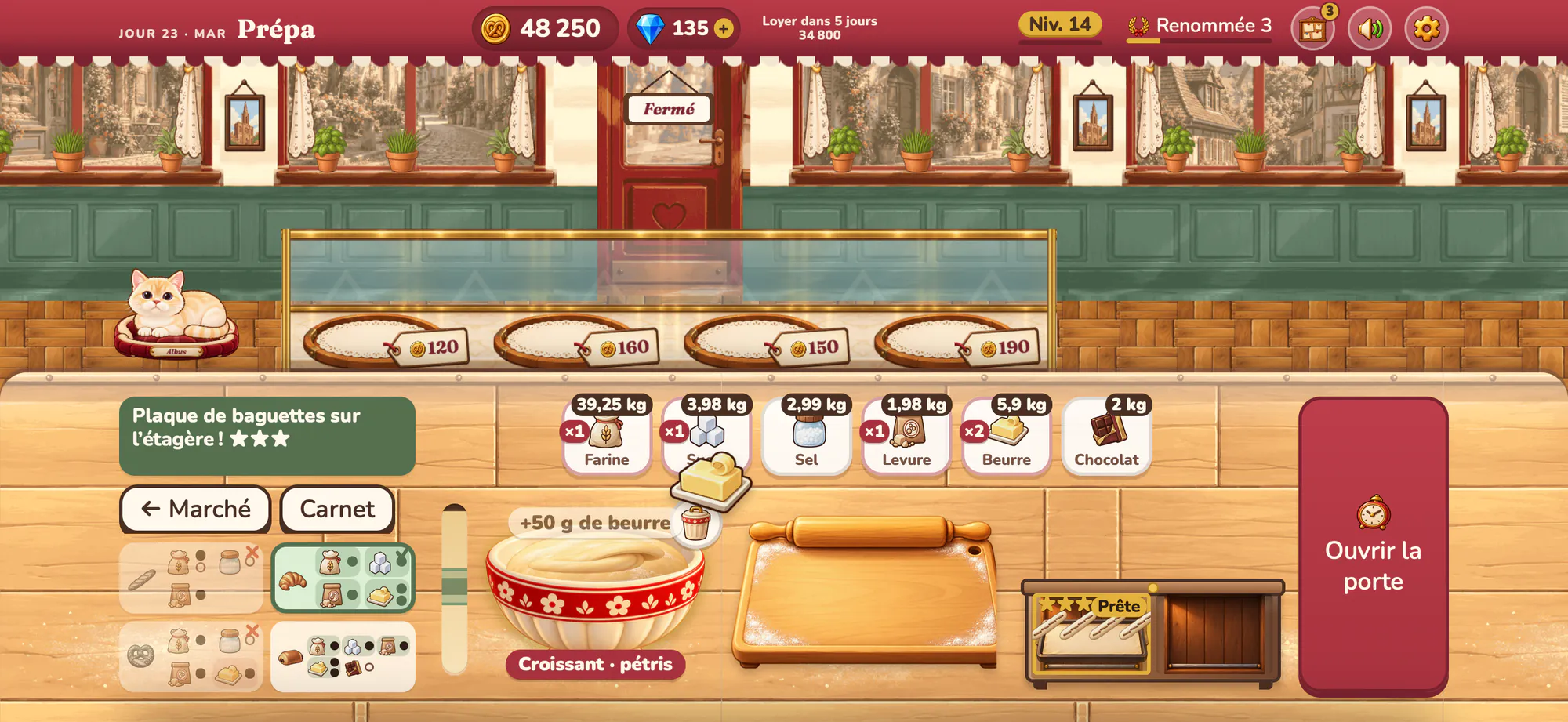 Albus Bakery, capture d’écran : Pétrir au fournil