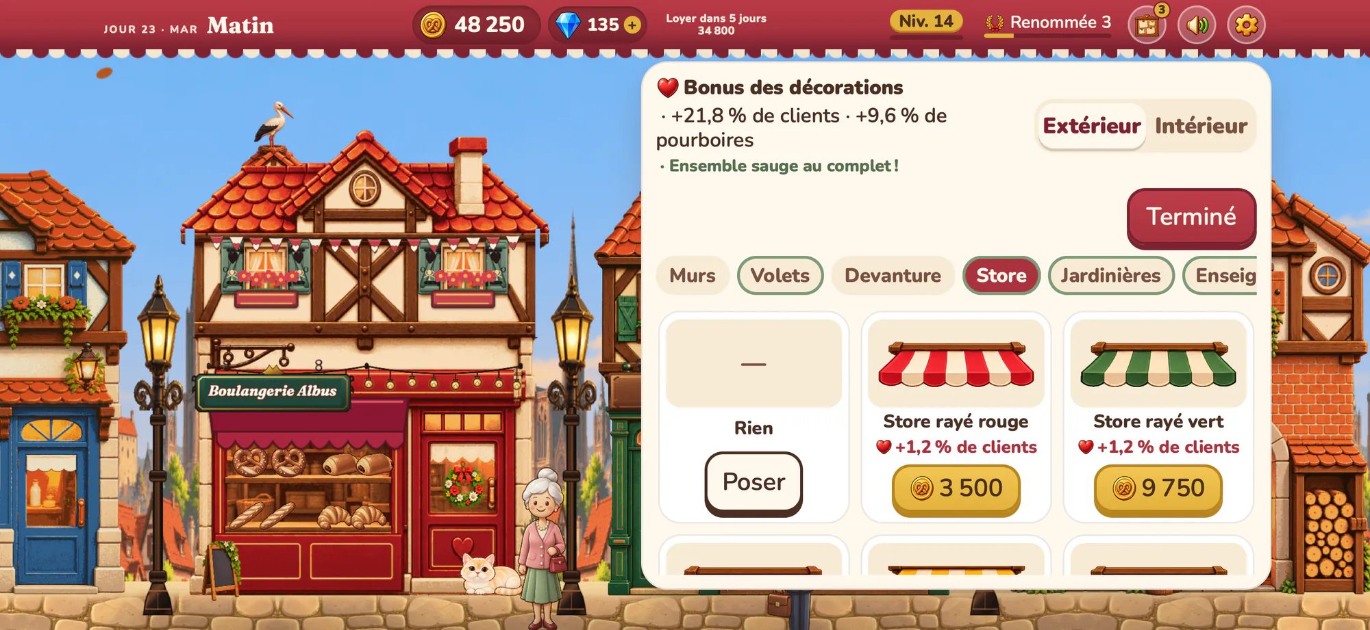 Albus Bakery, capture d’écran : Décorer la devanture