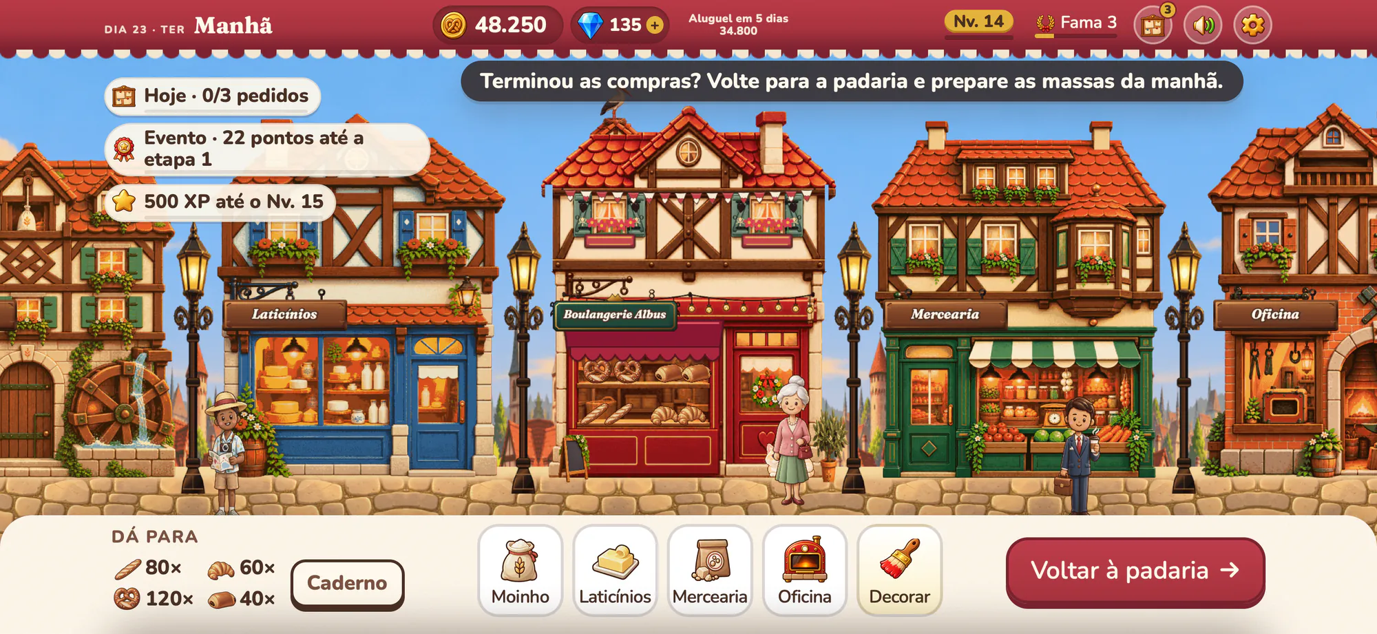 Captura de tela do Albus Bakery: A rua ao amanhecer