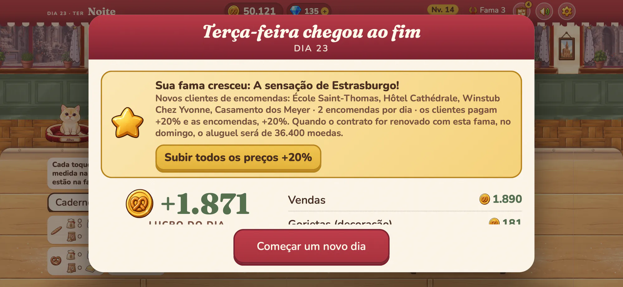 Captura de tela do Albus Bakery: O balanço da noite
