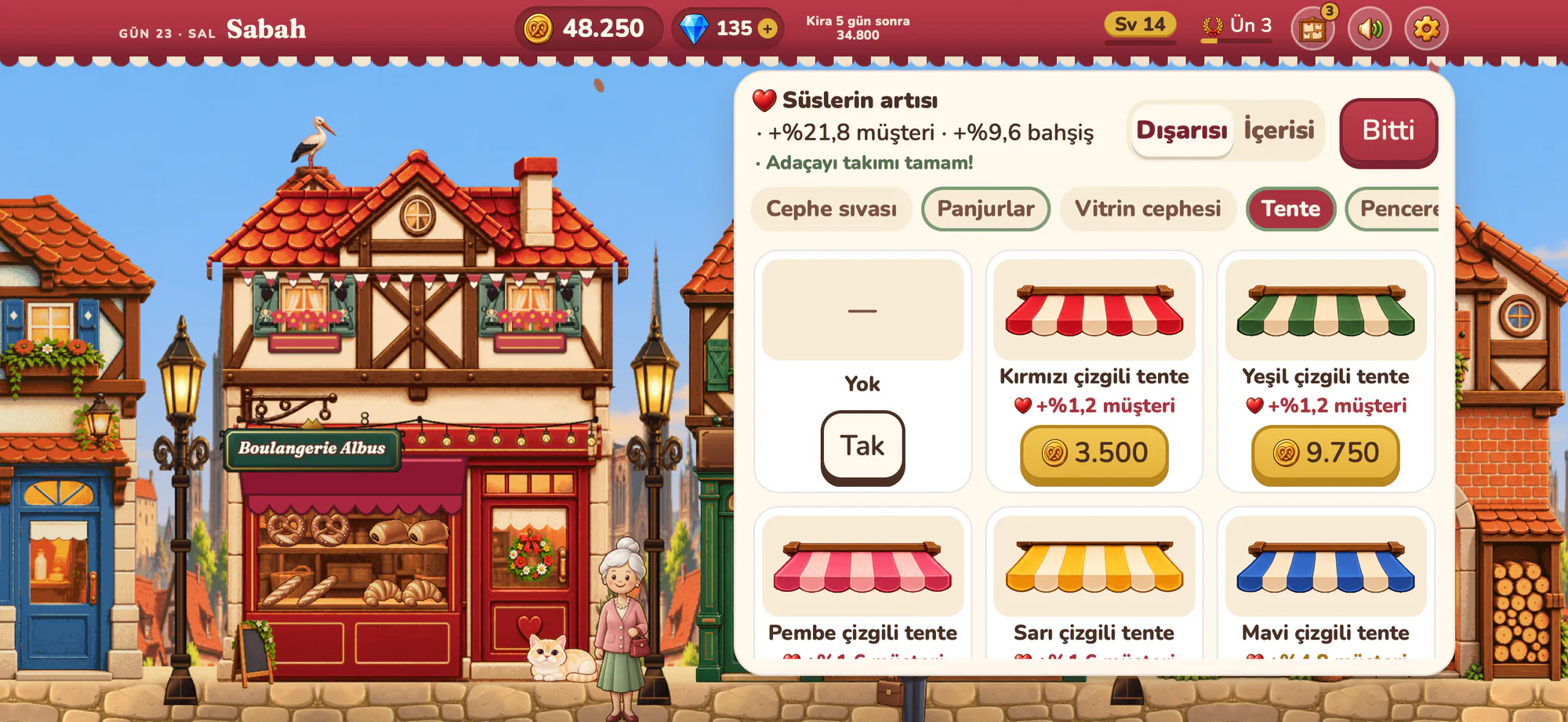 Albus Bakery ekran görüntüsü: Dükkânın yüzünü süslemek