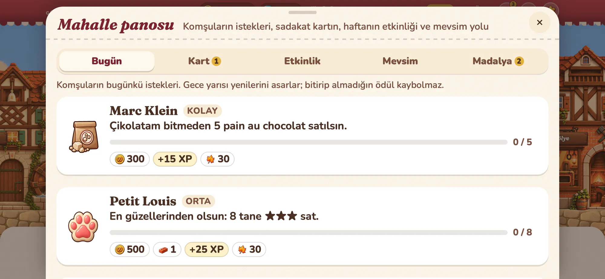 Albus Bakery ekran görüntüsü: Mahalle panosu